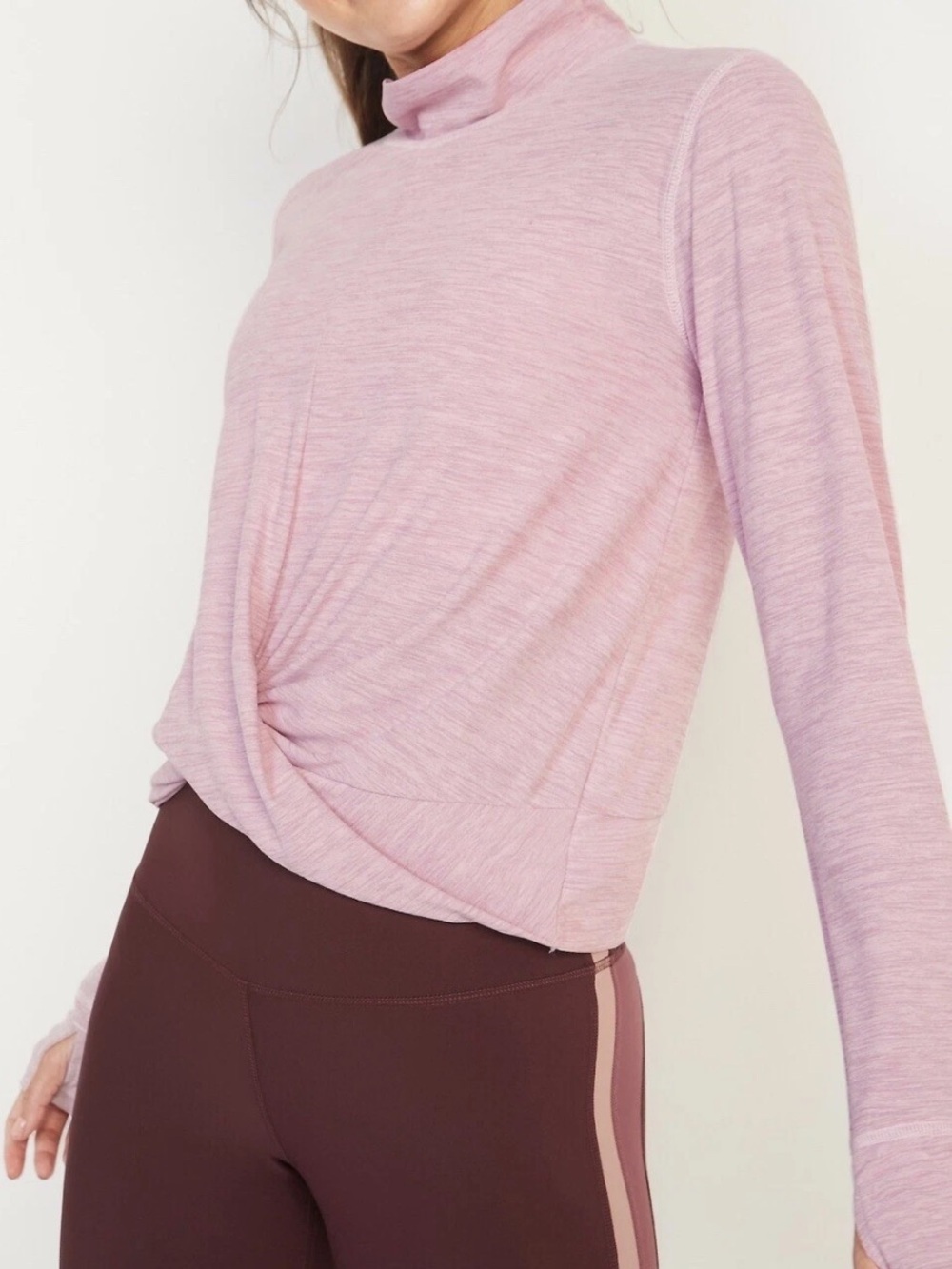 Old Navy Active Breathe On Twist-Front Mock Neck Top Pink M